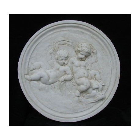 LR 106 Due putti su drago nuvola – tondo diam. cm. 40